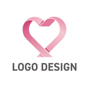 心と心をつなぐ、リボンのハートが描くロゴデザイン