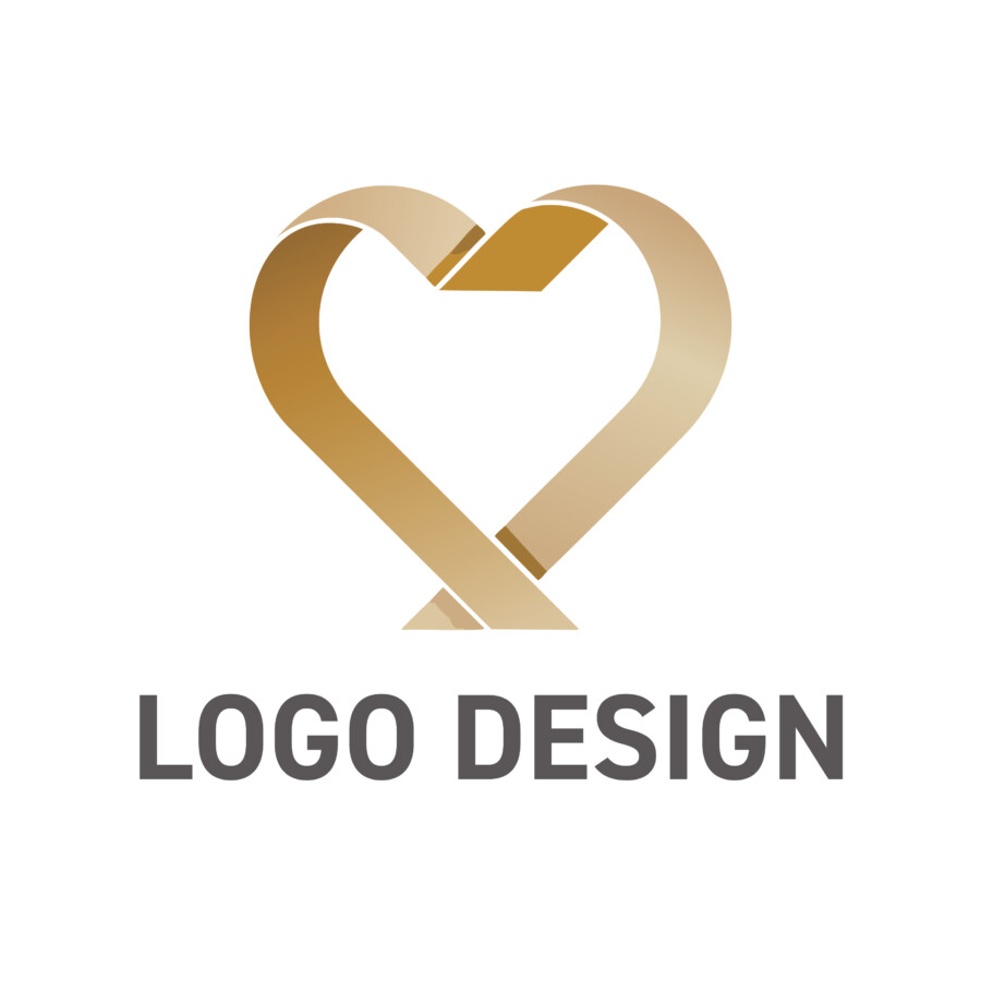 心と心をつなぐ、リボンのハートが描くロゴデザイン