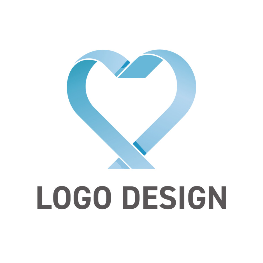 心と心をつなぐ、リボンのハートが描くロゴデザイン