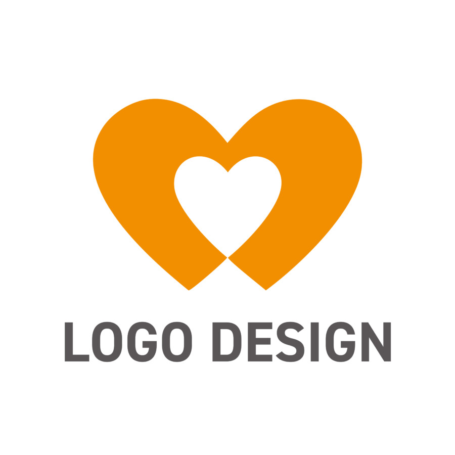 温かい真心が中心に宿る、シンプルなハートのロゴデザイン