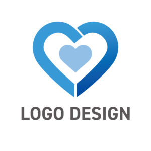 信頼の青が描く、安心と誠実のハートロゴデザイン