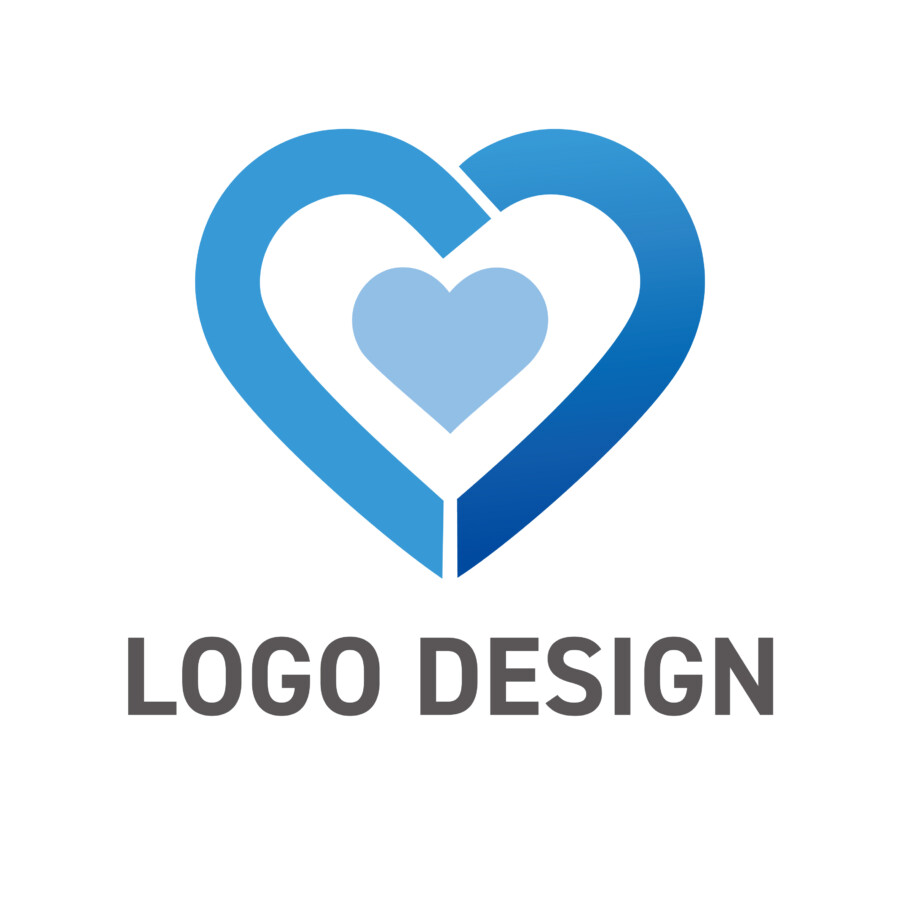 信頼の青が描く、安心と誠実のハートロゴデザイン