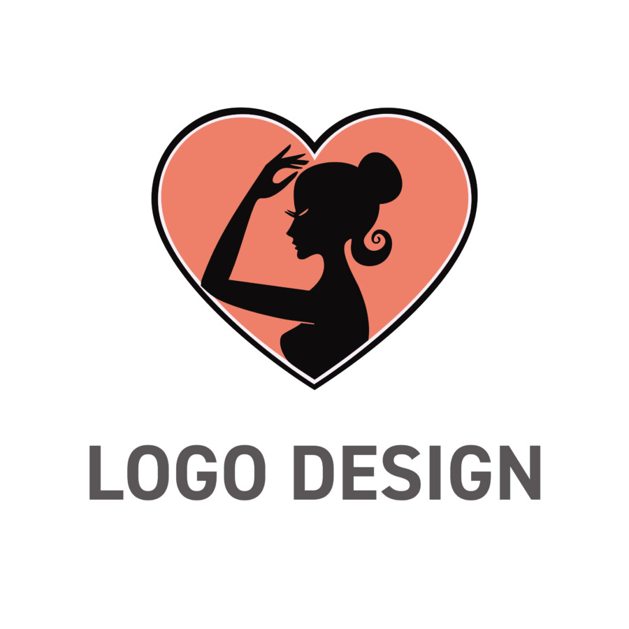 美しさが心に宿る、エレガントな女性のハートロゴデザイン