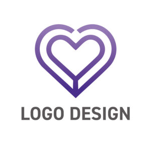 洗練された想いが重なる、先進的なラインアートのハートロゴデザイン