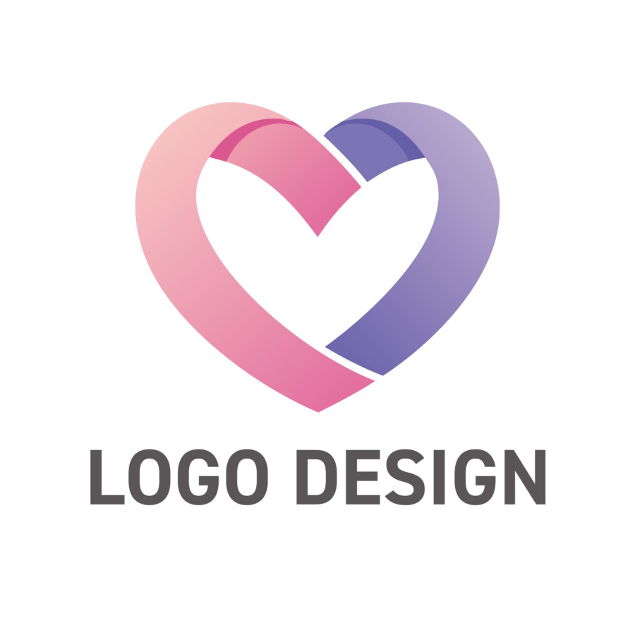 二つの心が織りなす、無限のつながりのハートロゴデザイン