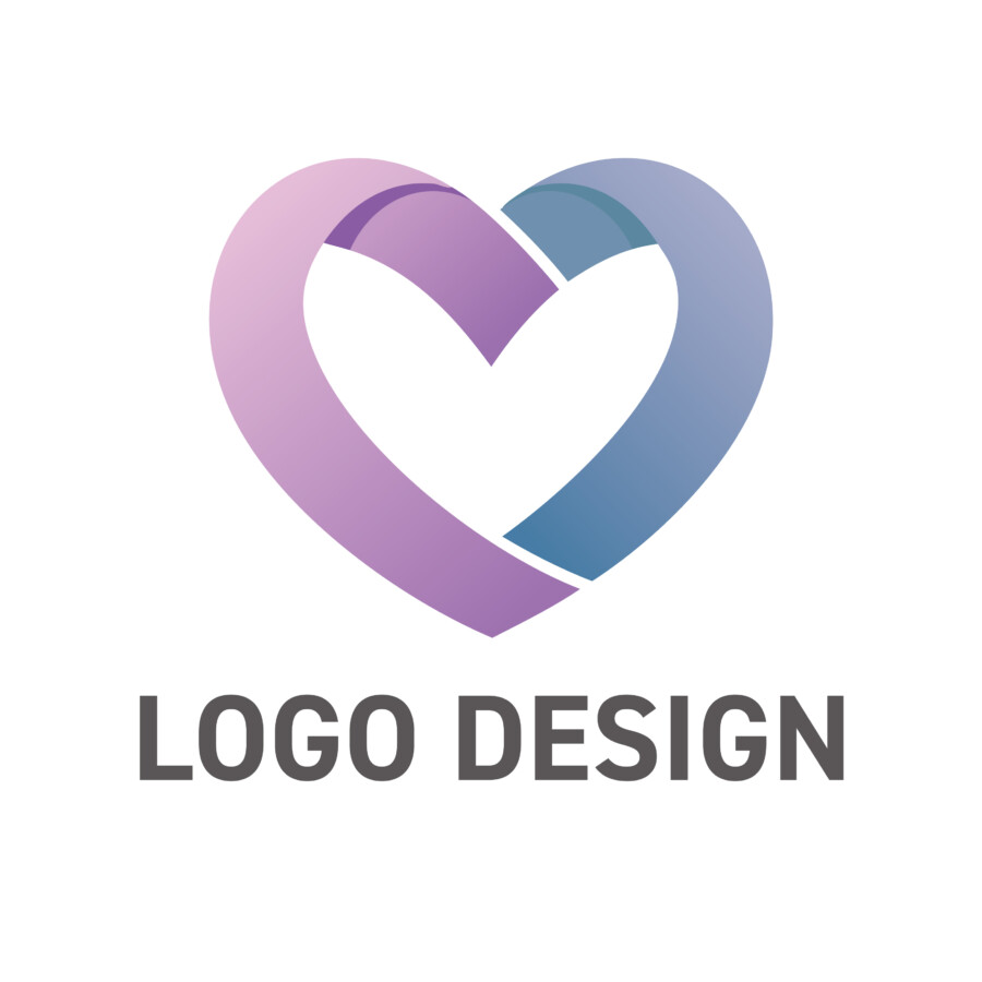 二つの心が織りなす、無限のつながりのハートロゴデザイン