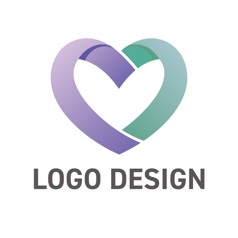 二つの心が織りなす、無限のつながりのハートロゴデザイン