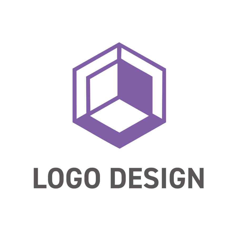 空間性と知性を感じさせるキュービックなロゴデザイン