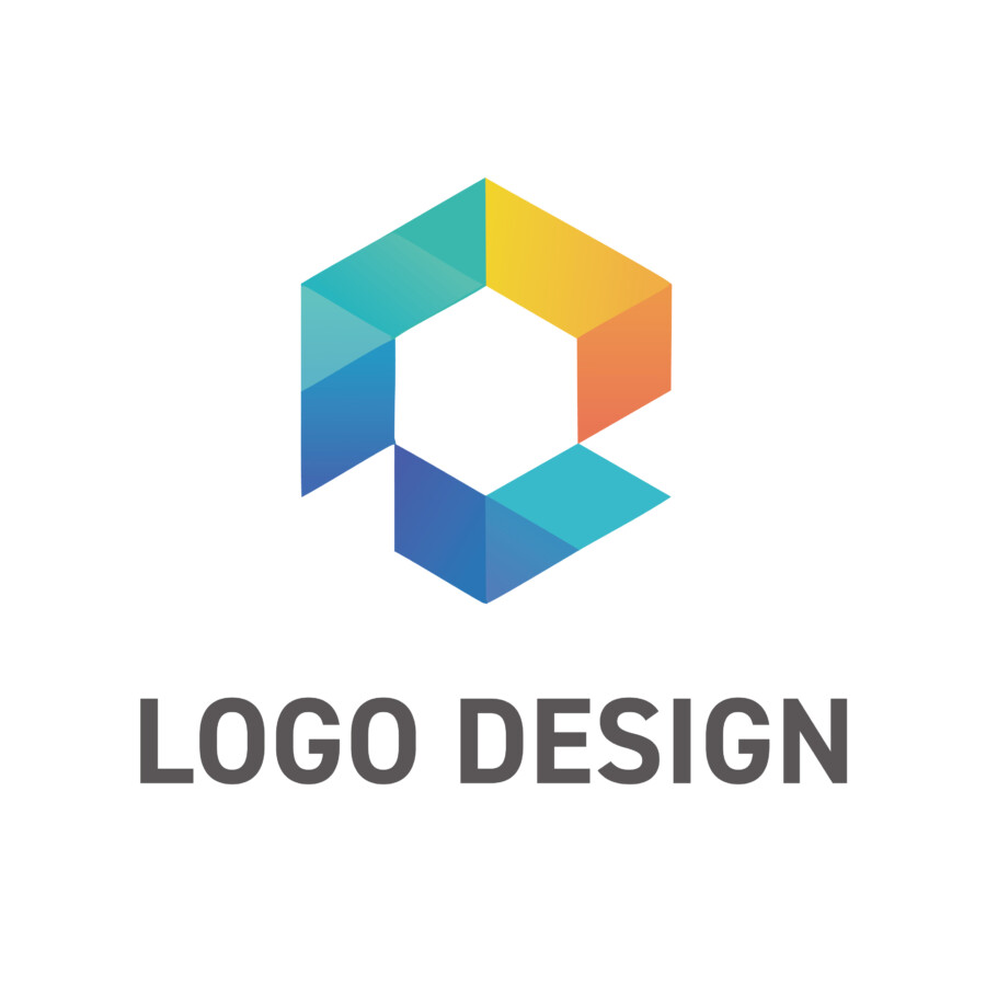 多様な要素の融合を色彩で表現した多角形ロゴデザイン