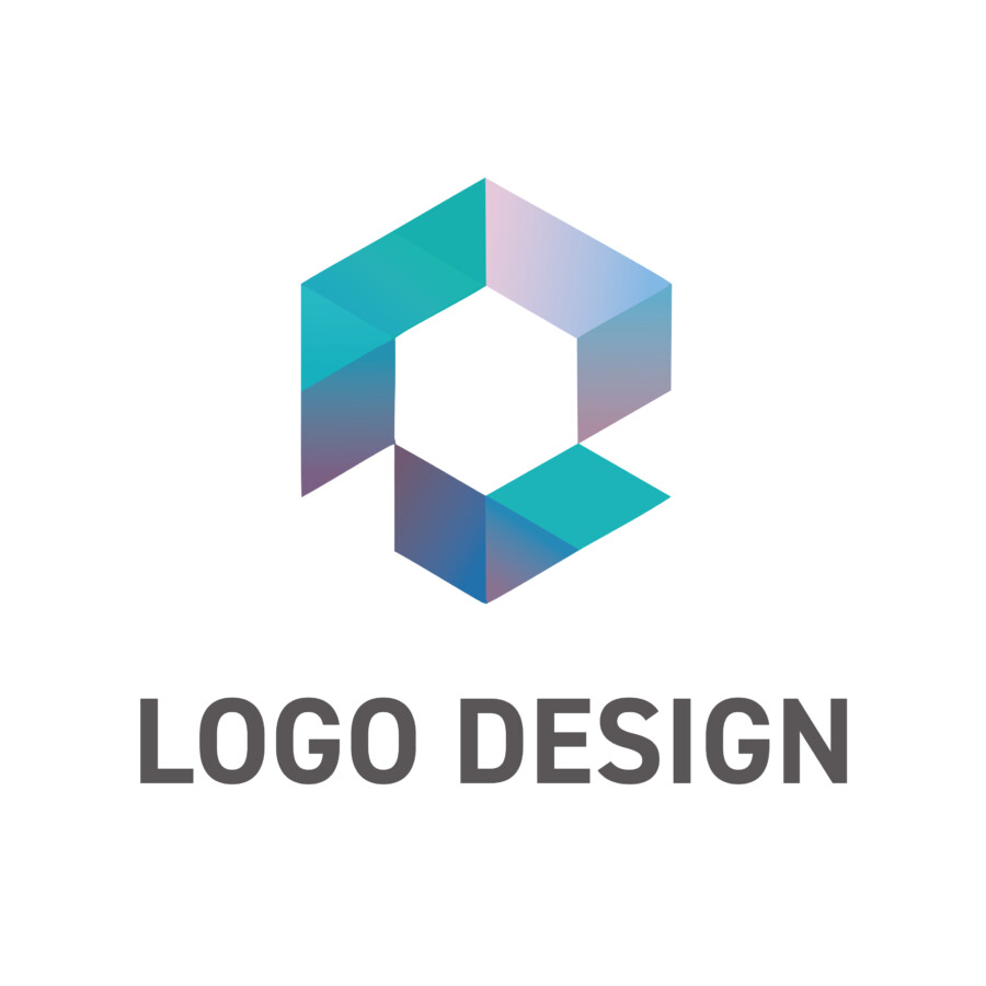 多様な要素の融合を色彩で表現した多角形ロゴデザイン