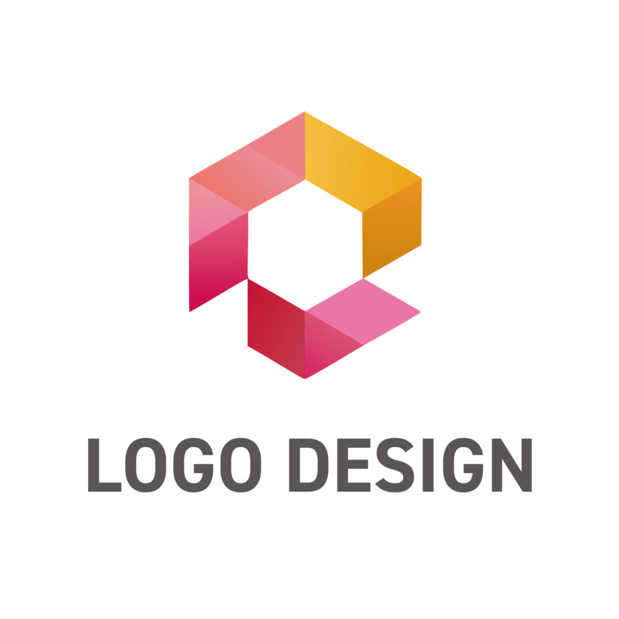 多様な要素の融合を色彩で表現した多角形ロゴデザイン