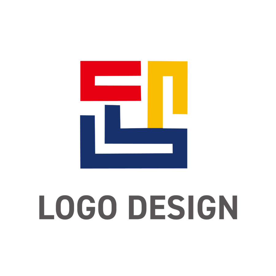 三原色が織りなす連携と創造性を表現する、ブロックのようなロゴデザイン