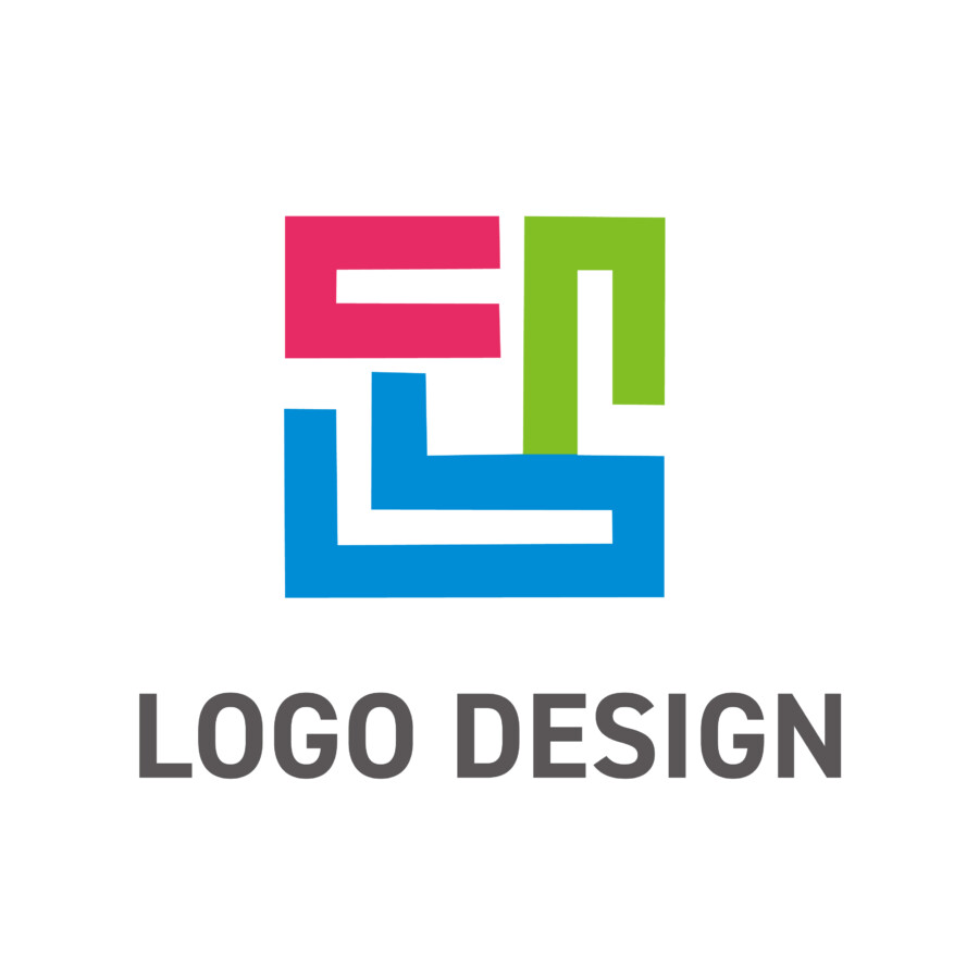 三原色が織りなす連携と創造性を表現する、ブロックのようなロゴデザイン