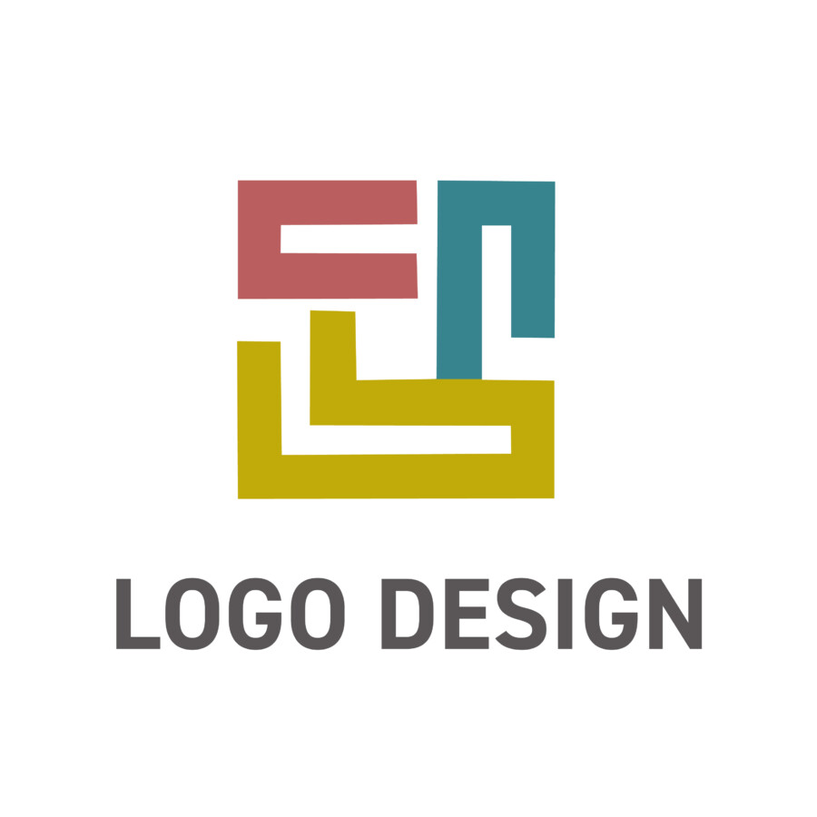 三原色が織りなす連携と創造性を表現する、ブロックのようなロゴデザイン