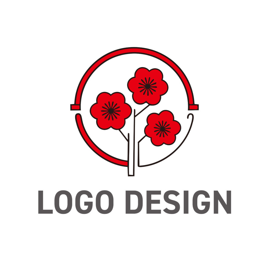 凛とした梅の花が彩る、和モダンで優雅なロゴデザイン