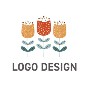 手書きの優しさが心に残る、3つの花のロゴデザイン