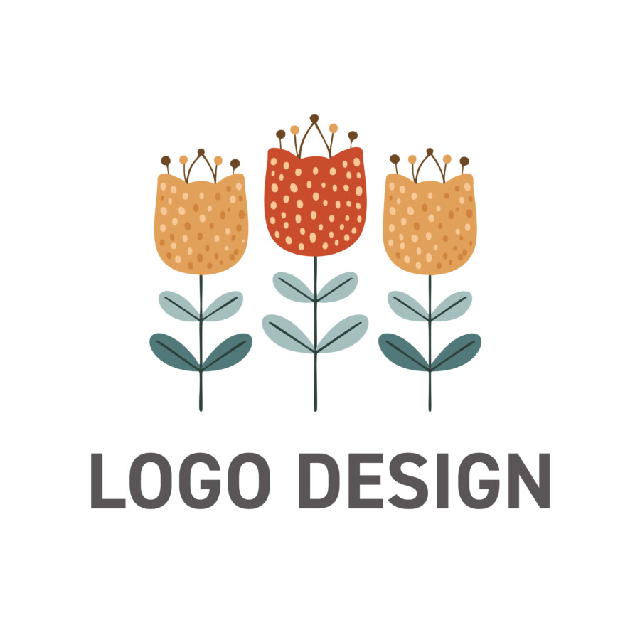 手書きの優しさが心に残る、3つの花のロゴデザイン