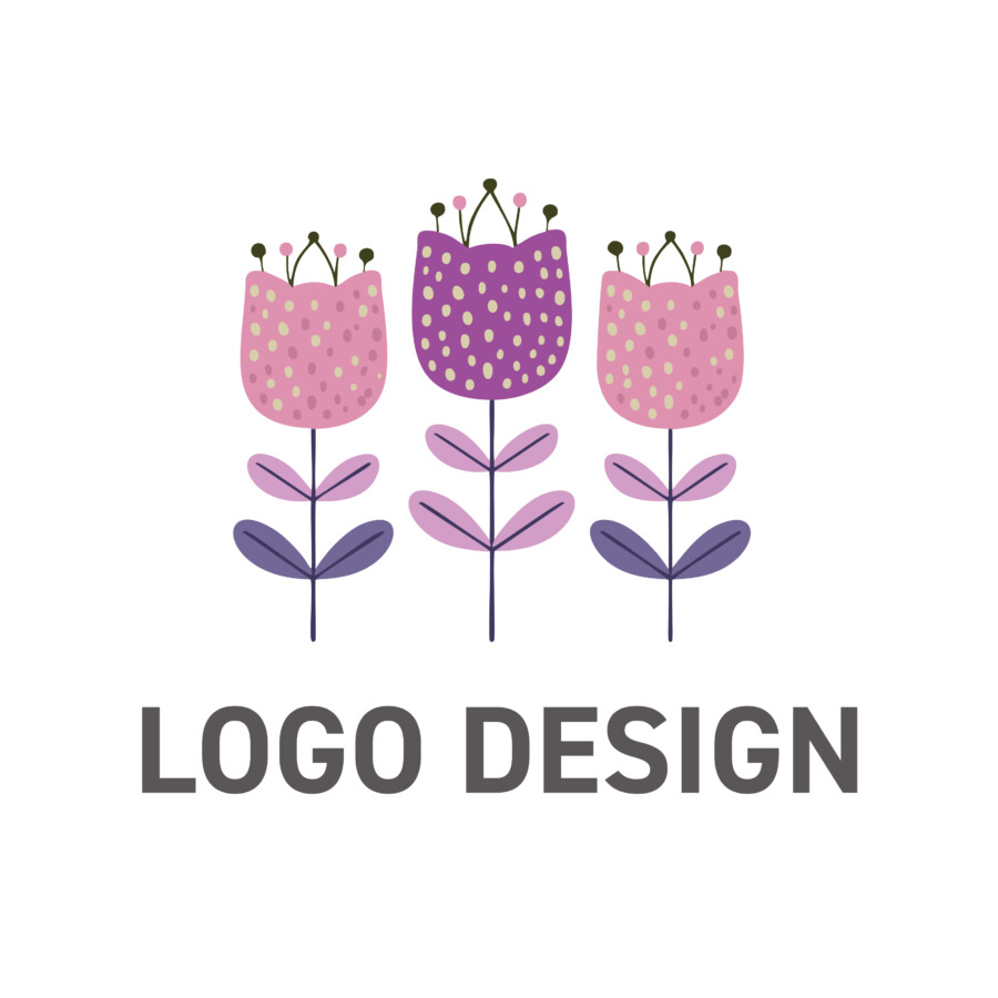 手書きの優しさが心に残る、3つの花のロゴデザイン