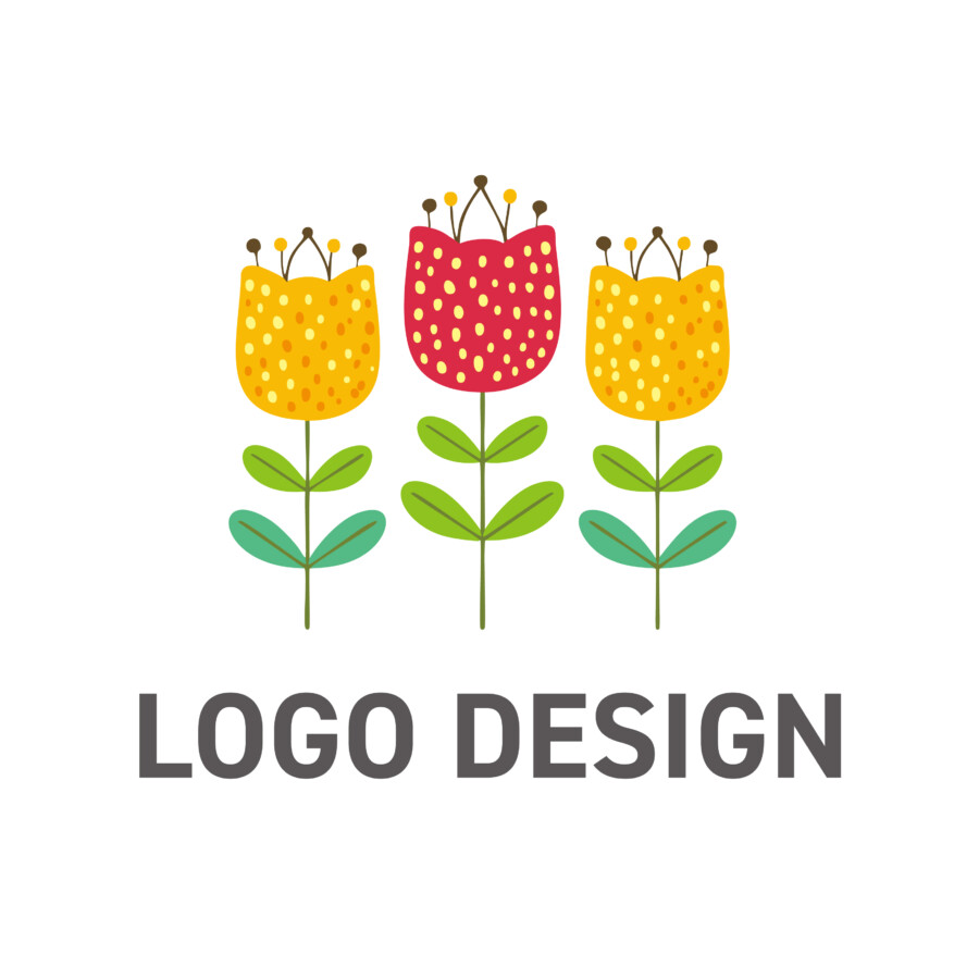 手書きの優しさが心に残る、3つの花のロゴデザイン