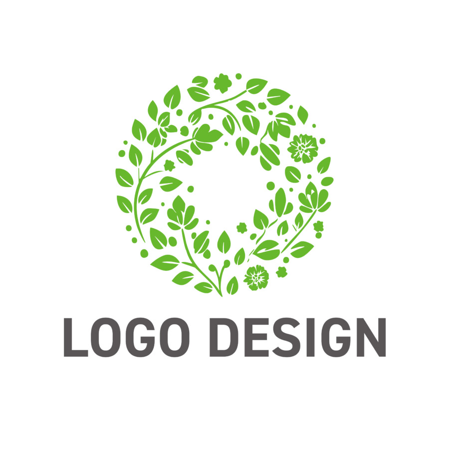 豊かな生命の輪を描く、ボタニカルリースのロゴデザイン
