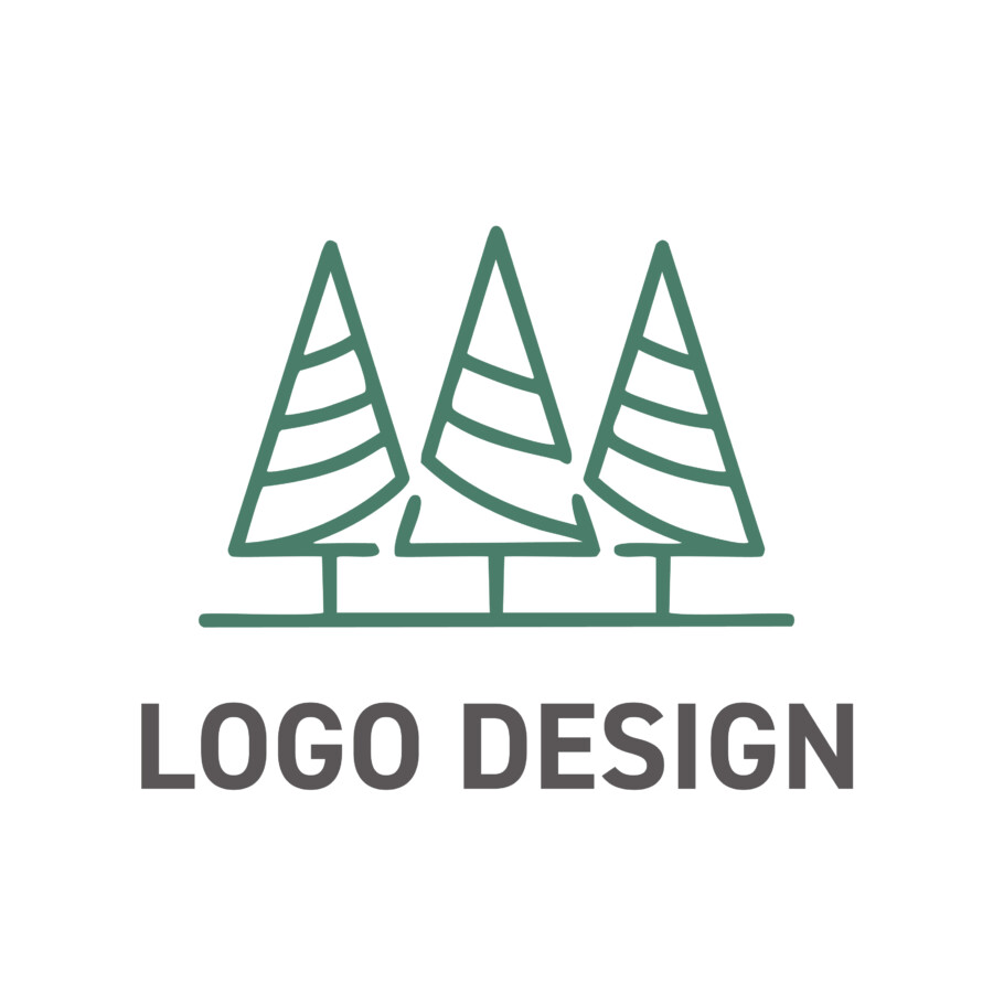 シンプルな線で森の静けさを描いた、モダンなロゴデザイン