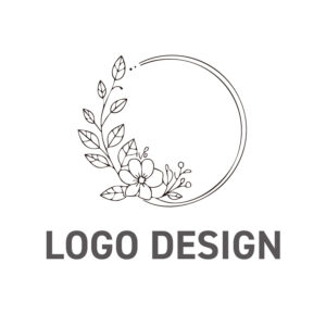 草花のリースが上品に彩る、クラシカルなロゴデザイン