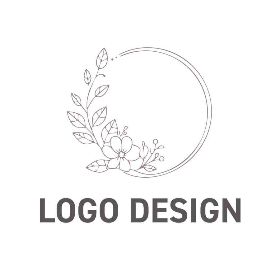 草花のリースが上品に彩る、クラシカルなロゴデザイン