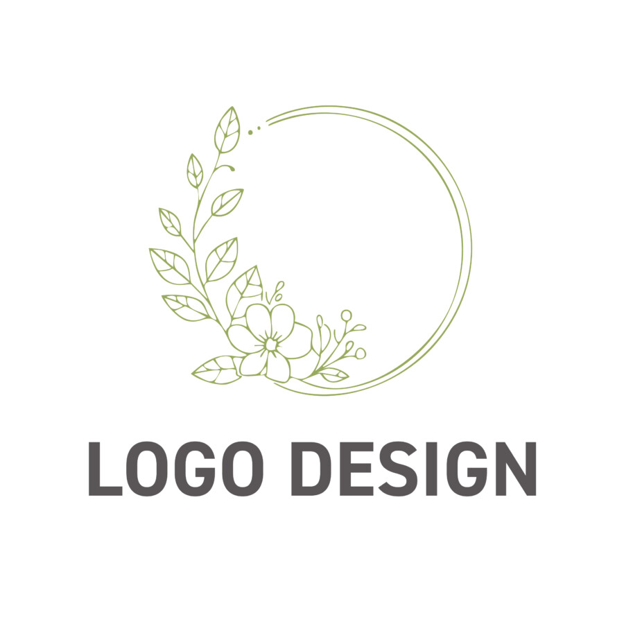 草花のリースが上品に彩る、クラシカルなロゴデザイン