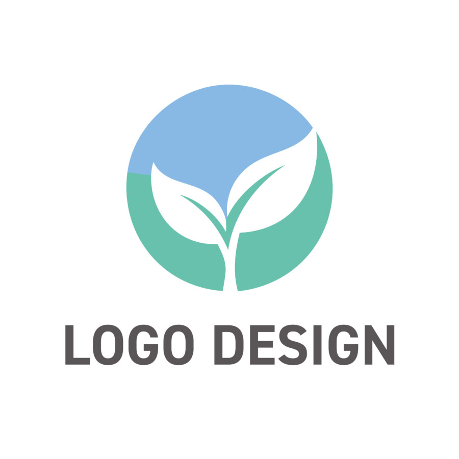 大地と空の恵みを受けて育つ若葉のロゴデザイン