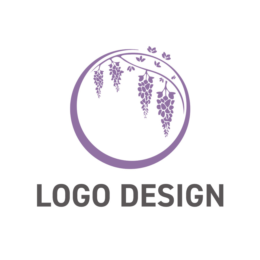 優雅な時を紡ぐ、藤の花のロゴデザイン