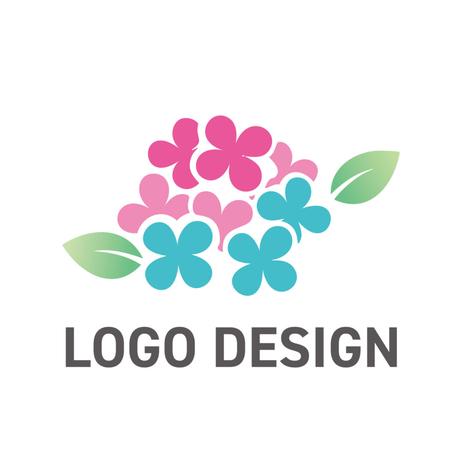 小さな花々が集う、心和む紫陽花のロゴデザイン