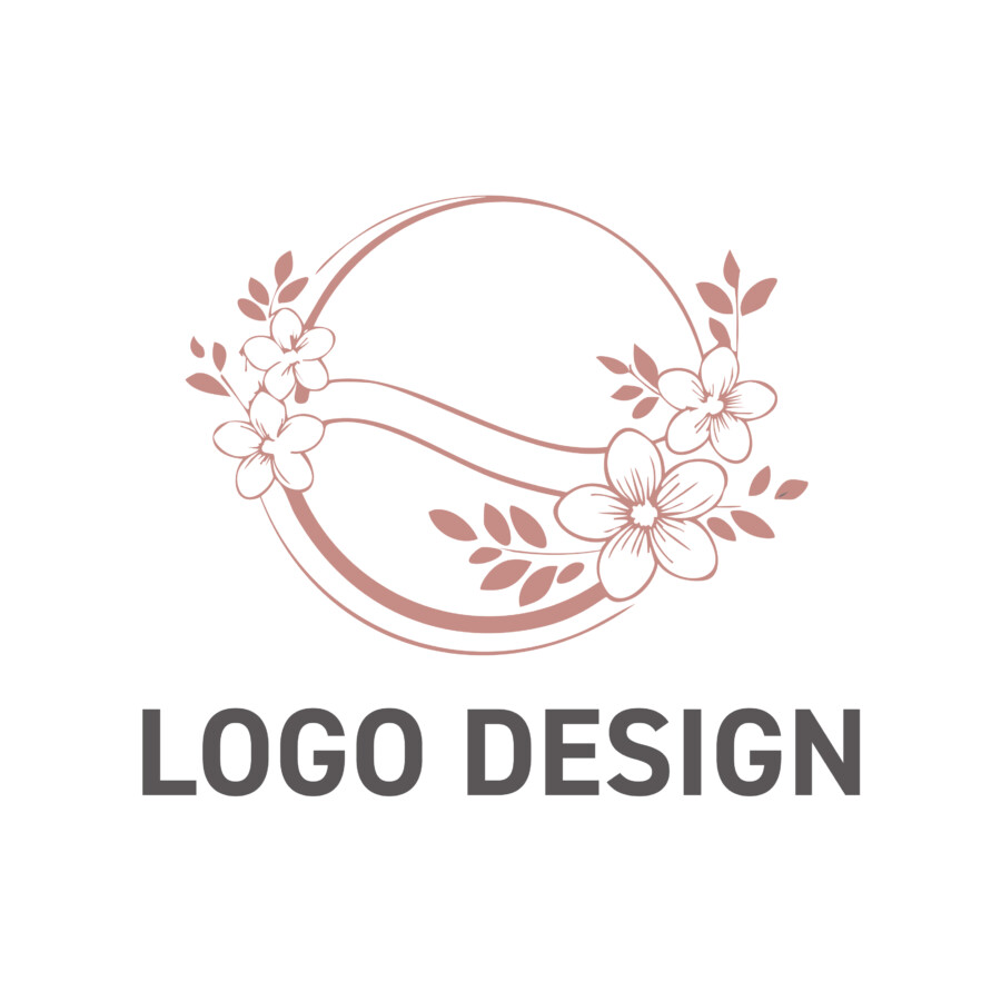 優しい時間が流れる、手描きのフラワーリース・ロゴデザイン