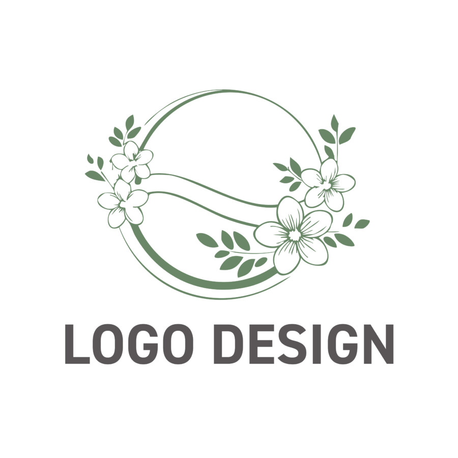 優しい時間が流れる、手描きのフラワーリース・ロゴデザイン