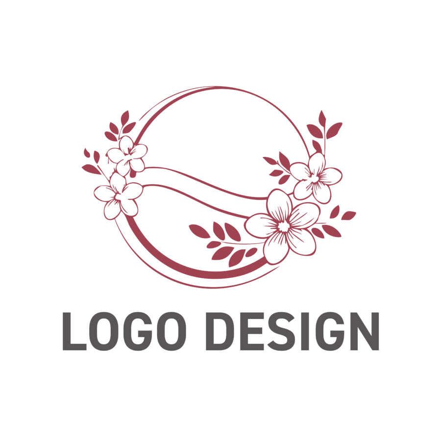 優しい時間が流れる、手描きのフラワーリース・ロゴデザイン