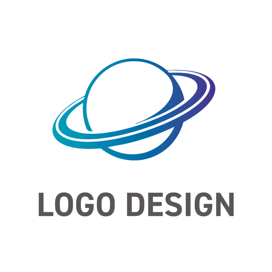 惑星を巡る軌道が、スピード感とグローバルな繋がりを描くロゴデザイン