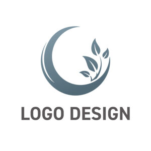 月の安らぎと植物の生命力を描いたロゴデザイン