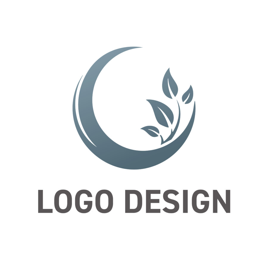 月の安らぎと植物の生命力を描いたロゴデザイン