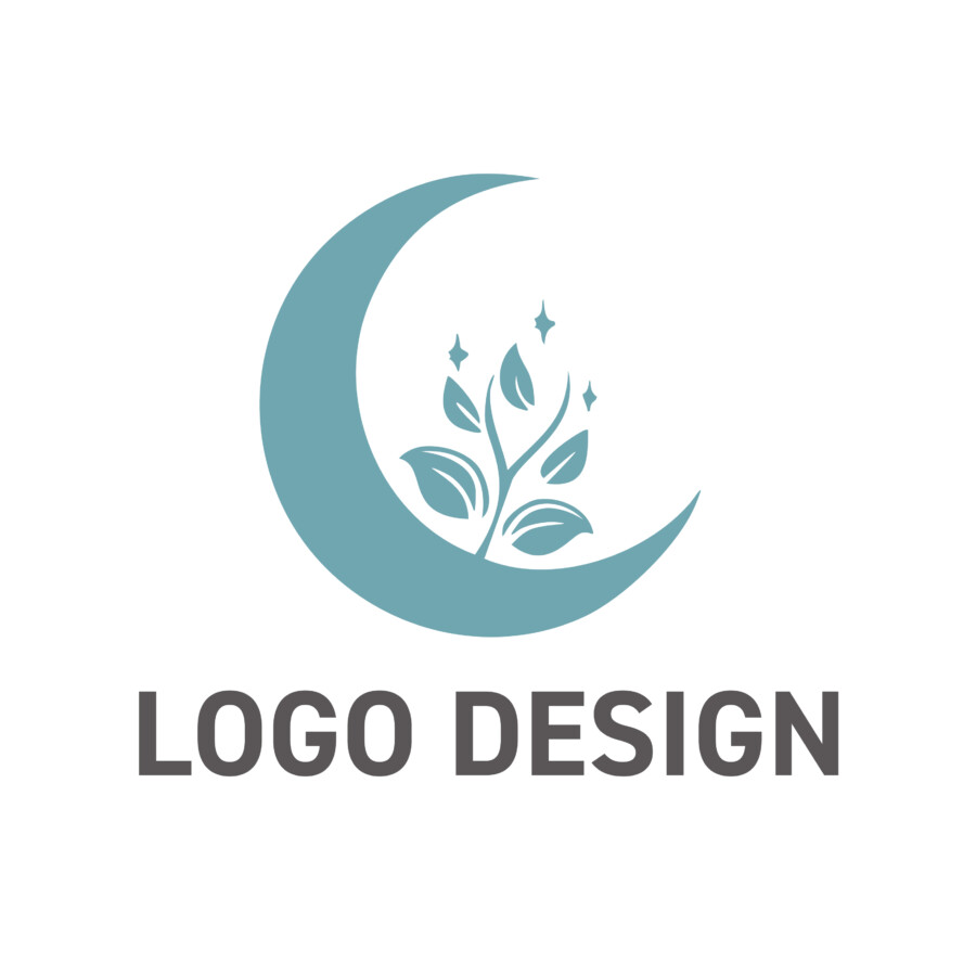 静寂な月の下で育む、内なる輝きと成長のロゴデザイン