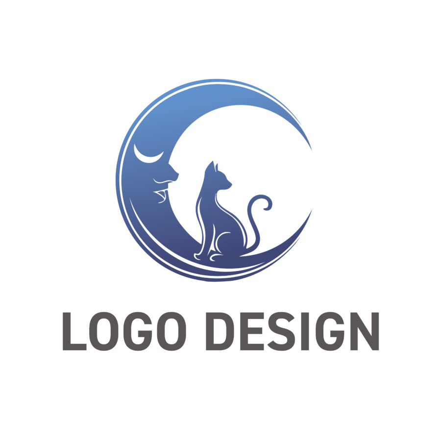 月と猫が織りなす、幻想的な夜の物語を描いたロゴデザイン