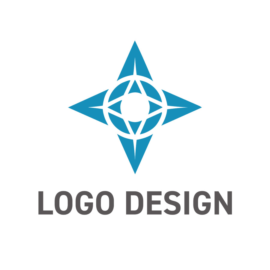 進むべき道を指し示す、精密技術のコンパスロゴデザイン