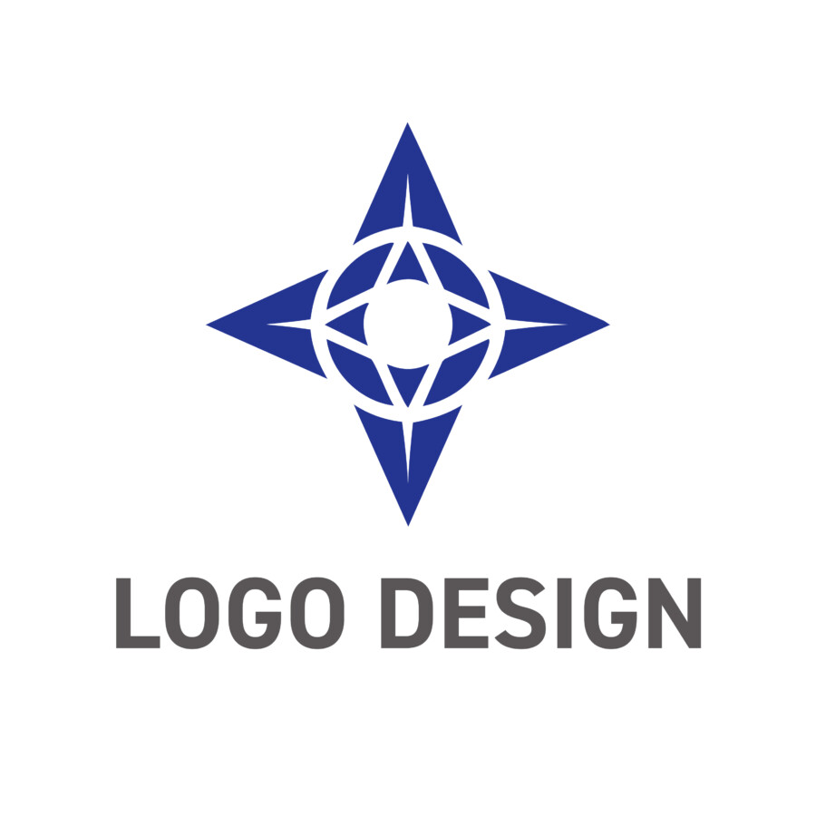 進むべき道を指し示す、精密技術のコンパスロゴデザイン