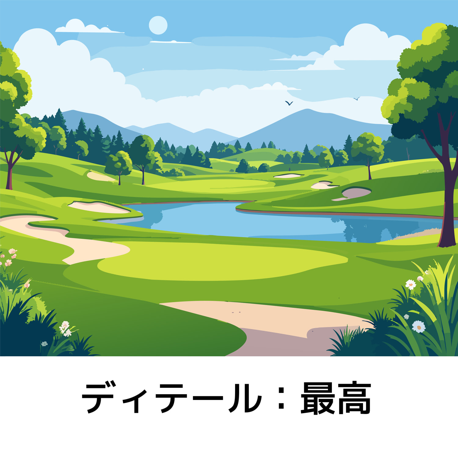 ゴルフ場のベクター生成におけるディテール比較：最高