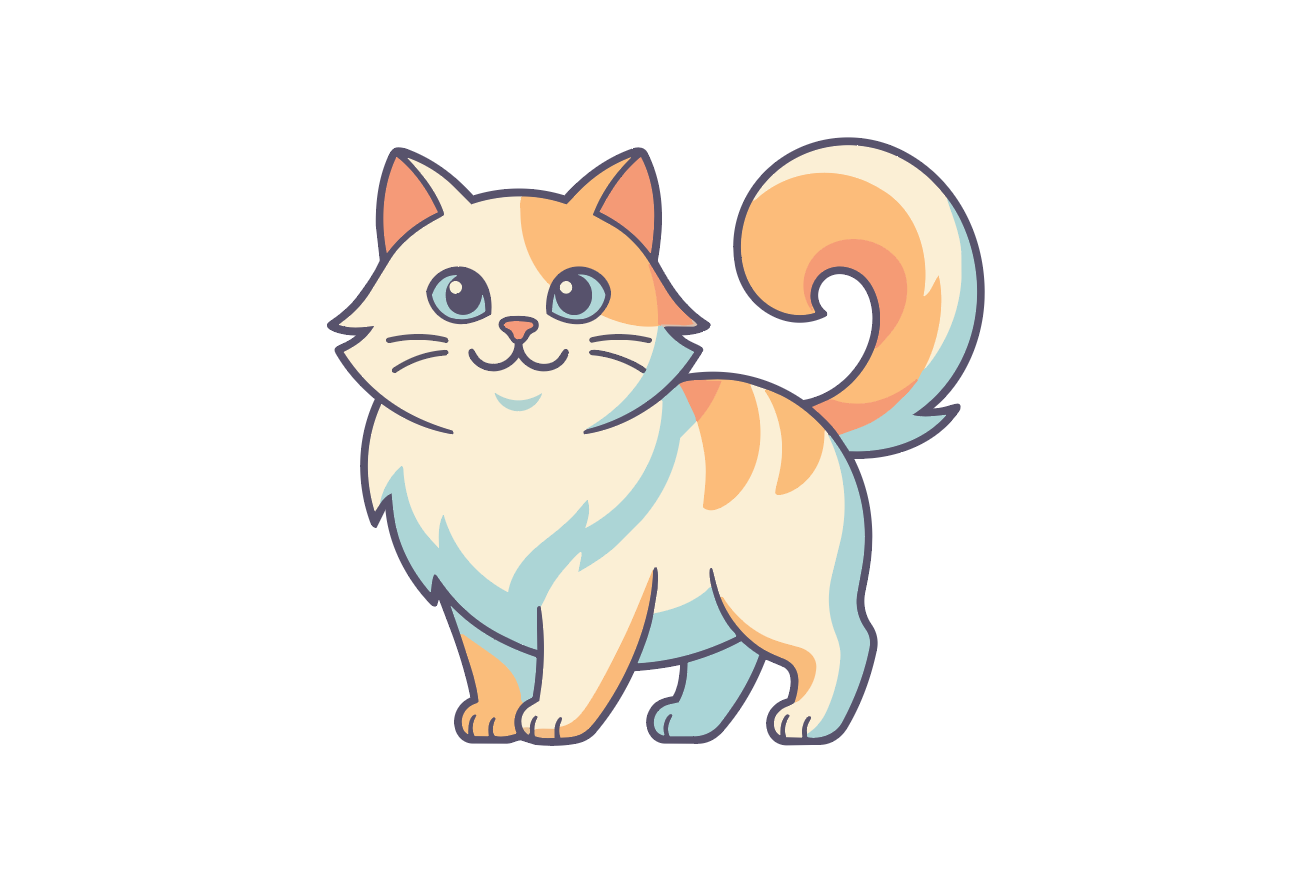 生成再配色する前の猫のベクターイラスト