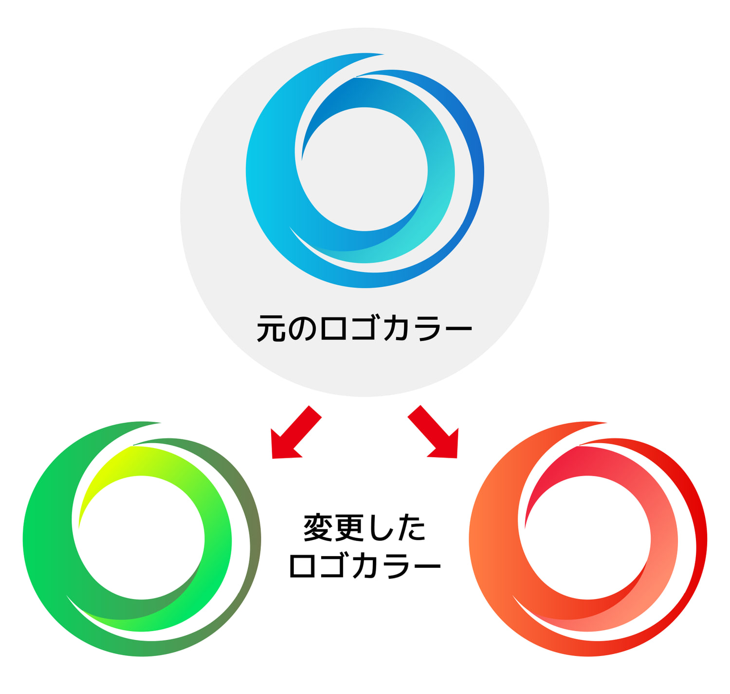 生成再配色によるロゴのカラーバリエーション：円形のロゴ
