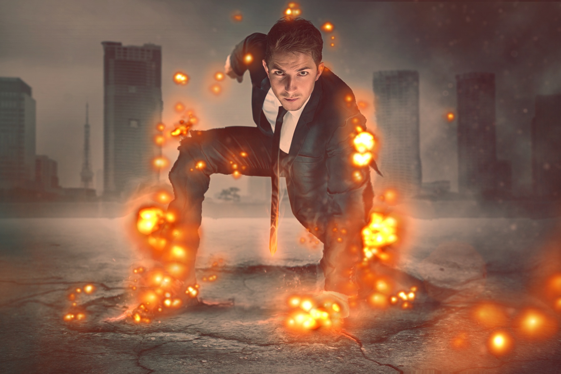 ABILITY FX の作例（炎を纏った手）