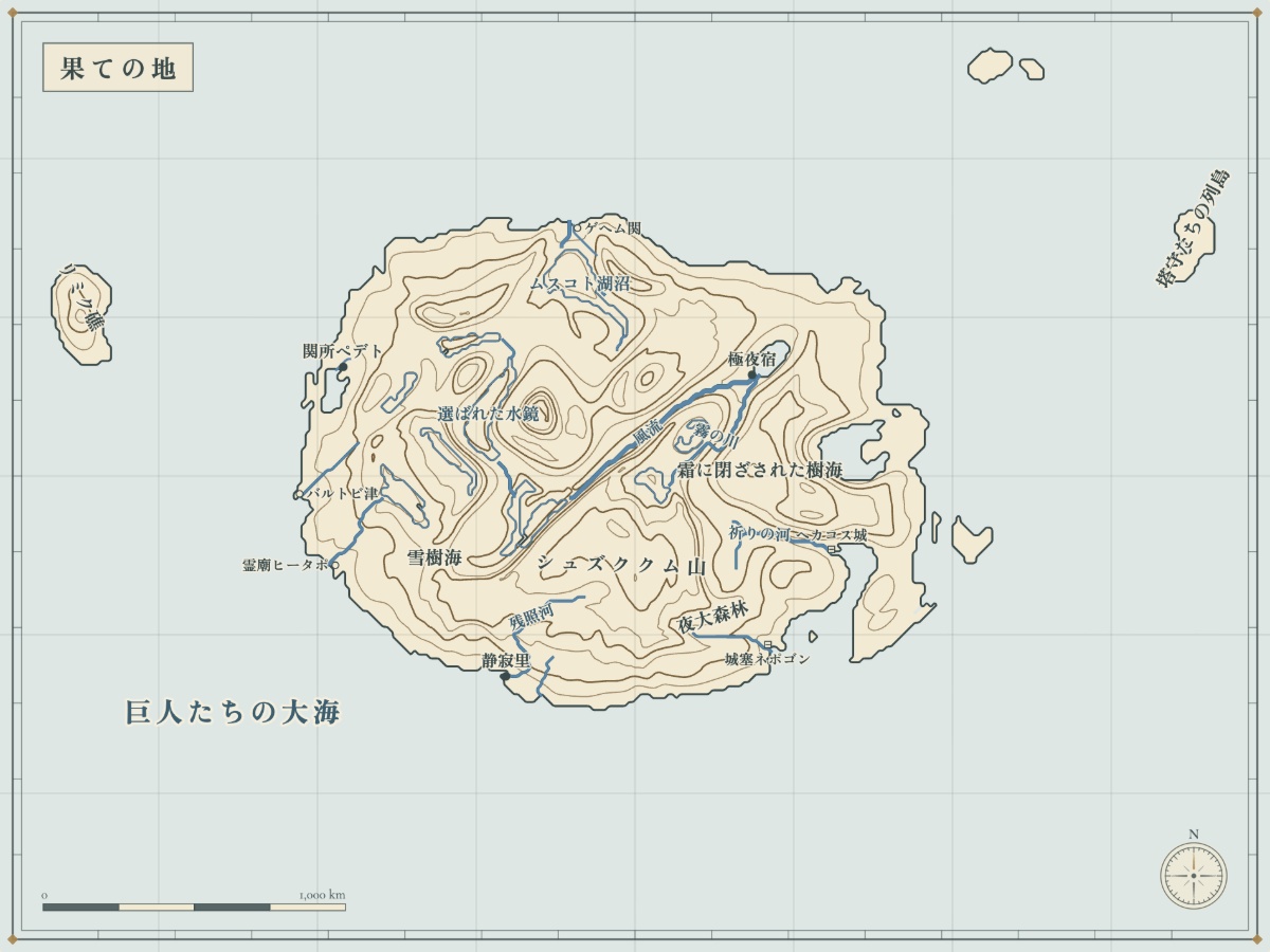 ひな型「測量図」で生成した等高線の地図