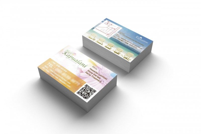 ショップカード制作事例 – リゾートテイストのサロンショップカードデザイン