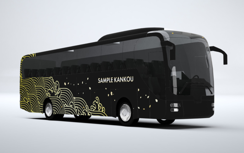 観光バスのカーラッピングデザイン