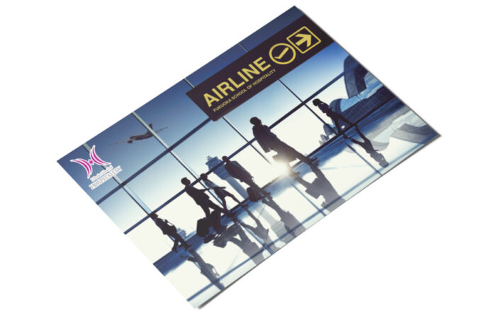 ハガキ制作事例 – 専門学校のエアラインをイメージしたハガキデザイン