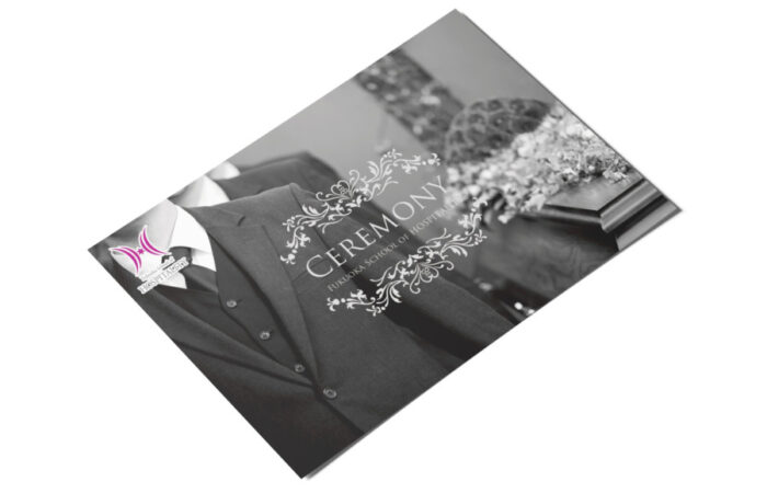 ハガキ制作事例 – 専門学校のセレモニー（葬儀）をイメージしたハガキデザイン